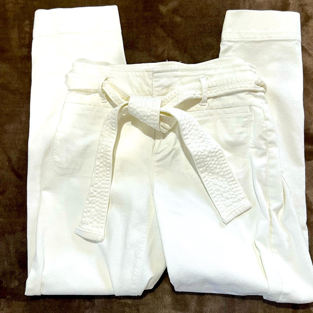 LOFT denim belted ankle pants
